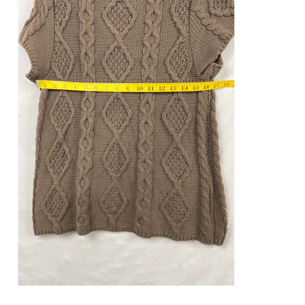 Free People Cable Knit Cardigan Womens Large Brown Short Sleeve Tie Front - Picture 6 of 8
